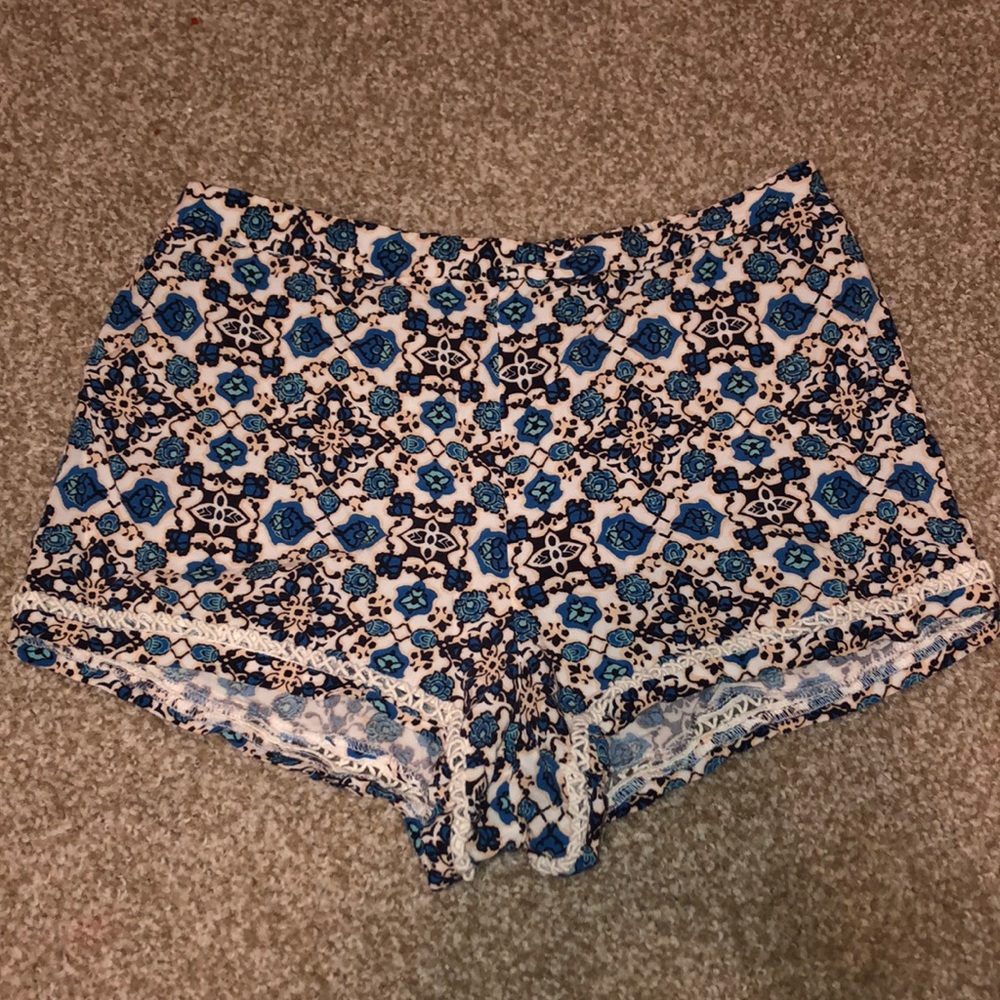 Blue and white floral shorts